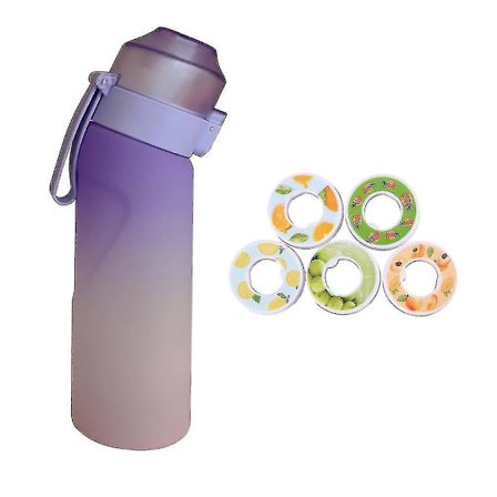 Smaksatt Vannflaske med 7 Smakskapsler Air Water Up Flaske Frost Svart 650ml Air Starter Up Set Vannkopp for Camping Sport