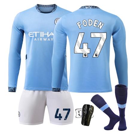 Manchester City Lasten Kotipeli 2024-2025 Syksy Ja Talvi Nro 47 Sukat + Varsi 22 FOOEN No 9 socks. 24