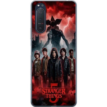 Kompatibelt Mobildeksel til Sony Sony Xperia 5 II Mørk Stranger Things-inspirert fantasyillustrasjon med torden, dramatisk himmel og intens uhyggelig