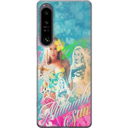 Kompatibel Mobilcover til Sony Xperia 1 IV Eventyrverden med Steve, Creeper og dyr i farverig blokgrafik