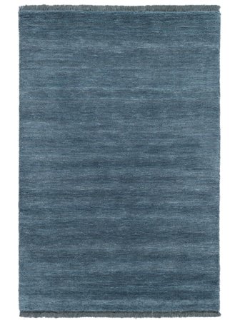 Tapis De Laine Handloom Fringes Petrole Foncé Petit