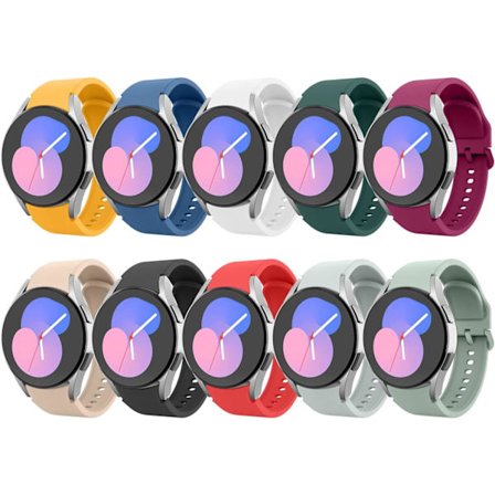 10-pack klockarmband kompatibla med Samsung Galaxy Watch 5 44 mm 40 mm/5 Pro 45 mm/Galaxy Watch 4 44 mm 40 mm silikonersättningssportarmband, 