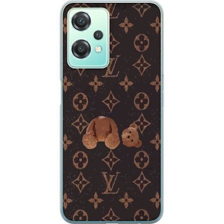 Kompatibel Mobilcover til OnePlus OnePlus Nord CE 2 Lite 5G Luksuriøst monogrammønster med knust bamse i mørk modeæstetik