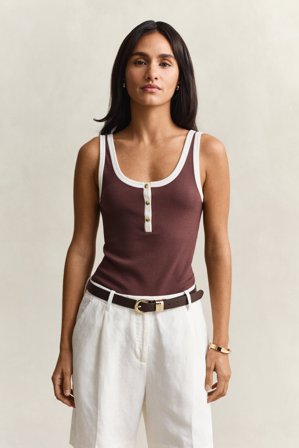 GANT Damen Geripptes Tanktop (XL) Braun