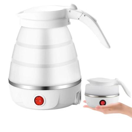 Camping spis vattenkokare, hopfällbar silikon vattenkokare rese vattenkokare white
