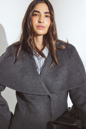 NA-KD kurzer Mantel aus Wollmischung mit weitem Kragendetail - Mäntel - Grau - EU 44