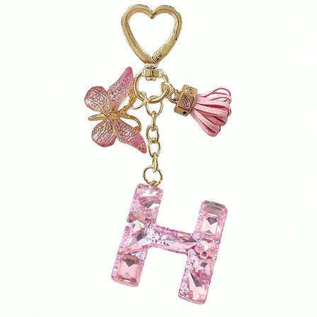 26 bokstäver att välja mellan, rosa glänsande bokstavsnyckelring