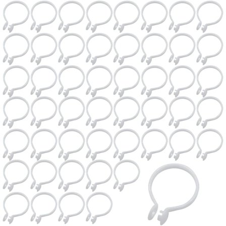 50 stk. Bruseforhængsringe, Åbne Gardinringe, Indvendig Diameter, til Gardiner, Badeværelse, Hjem (Hvid)