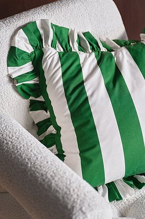 Jotex - 50x50 Cm Kussenhoes Wit/groen Wit/groen - FREDDIE - Koop Sierkussens & hoezen bij Jotex