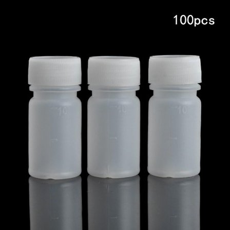 100 stk Små plastflasker Prøveflasker Graduated Lab