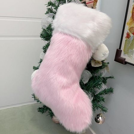 Julestrømpe Stor Plysj Hengende Julenissestrømpe Julestrømpe Bulk Julestrømpe for Barn Godteposer Juledekor