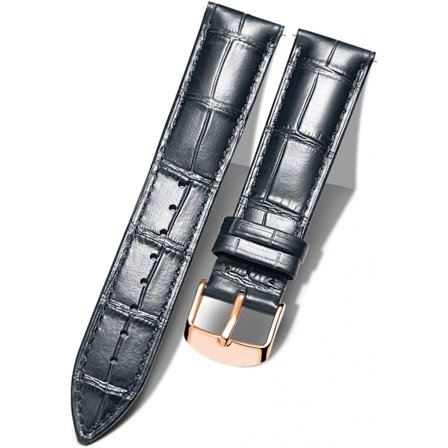 AVEKI Äkta läderersättningsarmband för klocka, flerfärgat, vattentätt, för män och kvinnor, GR-svart (23 mm)