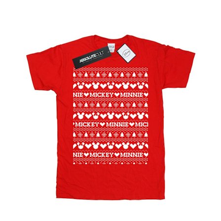 Disney Boys Mickey och Minnie Jul Fair Isle T-shirt 7-8 år