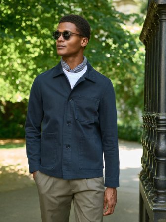 John Henric Men's Navy Blue Overshirt Regular Fit Size XXL