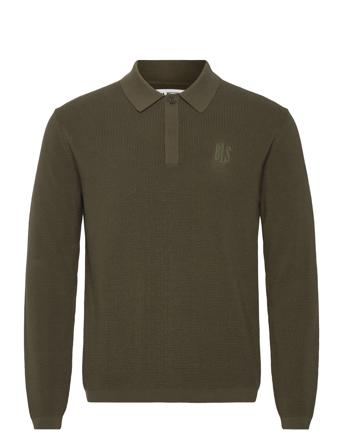 Willam Knit Polo Designers Knitwear Long Sleeve Knitted Polos Khaki Green BLS Hafnia
