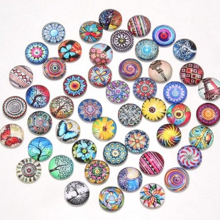 50 stk trykt glass cabochons virvelglass cabochons fliser