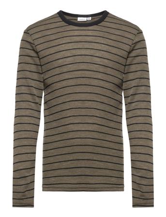 Nkmwang Wool Plain Aop Ls Top Xxii T-shirts Long-sleeved T-shirts Monivärinen/Kuvioitu Name It