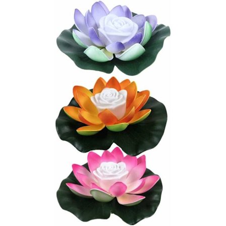 Flydende LED-lanterner 3-pak Lotusform Pool Have Bryllupsfest