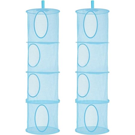 Hængende Netopbevaring, 2 Pak Sammenklappelig Hængende Legetøjsopbevaring, 4 Rum Sammenklappelig Hængende Opbevaringskurv Teddy Opbevaringsnet