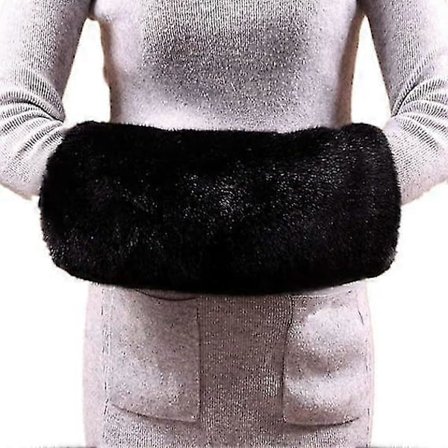 Faux Pels Håndmuffer Kvinder Varme Faux Pels Muffer 20*35CM Sort TA