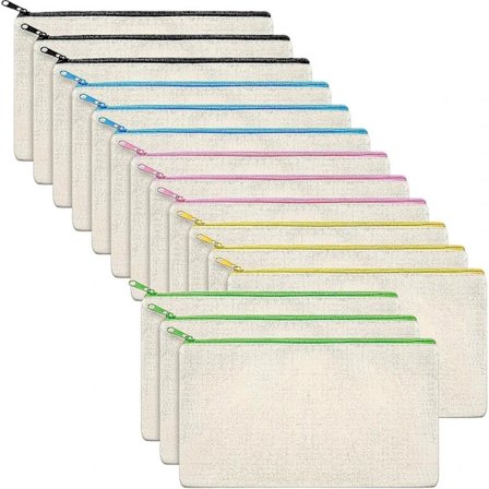 Lærredstasker med lynlås - Makeup-tasker, penalhuse (10 stk.)