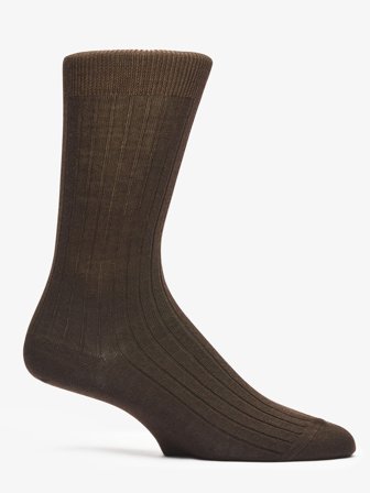 John Henric Men's Dunkelbraune Gerippte Socken Size 43-46
