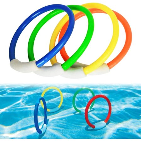 Dykkeleker for barn, dykkerring, dykkerringleker, PVC-dykkerringer, bassengringleker, 4 stk