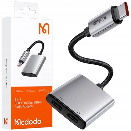 MCDODO ADAPTER 2X USB-C ADAPTERKABEL USB TYPE C FOR SAMSUNG APPLE MED DAC