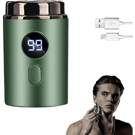 Mini Elektrisk Barbermaskin, Barbermaskin for Menn, USB Vaskbar Reise Våt-Tørr Barbermaskin, Med Ekstrablad, grønn