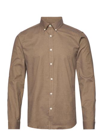 Oxford Superflex Shirt L/S Skjorte Uformell Brun Lindbergh