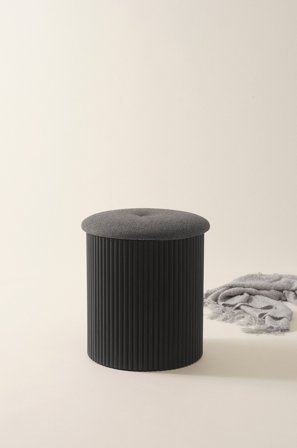 Jotex - Sittepuff/krakk, Diameter 40 Cm Black mdf / metall - DARWIN - Kjøp Sittepuffer hos Jotex