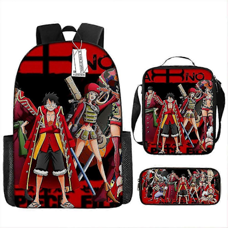 One Piece Ryggsäck Student Skolväska One Piece Ryggsäck Tecknad Skolväska Tredelat Set
