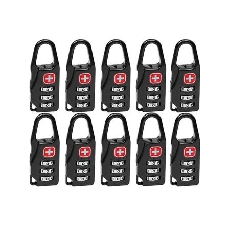 10 kpl kannettavaa seoslukkoa Ulkoilumatkatavarat Vetoketjureppu Käsilaukku Turvallinen Varkaudenestoyhdistelmä Black