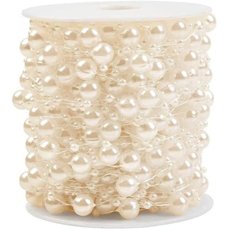 30M kunstig perleperlekæde, beige, perlekæde til bryllupper, fester og smykkeproduktion