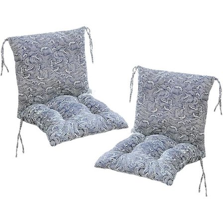 2-osaiset tuolipehmusteet selkänojalla, selkäpehmuste nauhoilla, matala selkäpehmuste (malli 14, 40 x 40 cm)