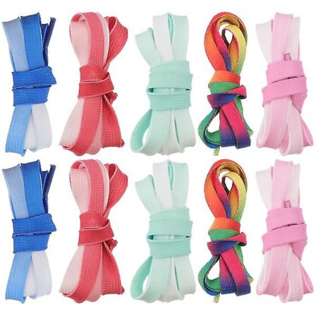 5 par runde skolisser snørebånd sko stilfulde sko rem flade trykte skolisser skolisser sneakers flade skolisser