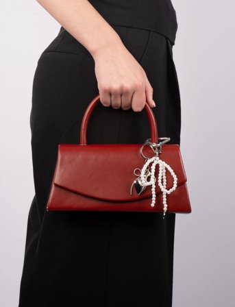 SUI AVA Overlapping Closure Handbag - Burgundy - ONE SIZE