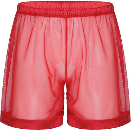Gjennomsiktig mesh løse shorts for menn Lounge Undertøy Cover Up Boxer Trunks S-3xl