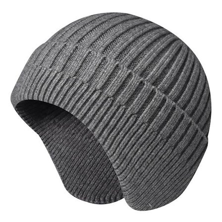 Strikket lue for menn, øreklaff, vinterluer for kvinner, varme skullies for menn