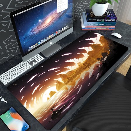 Spill Yuanshen tegneserie kontor tastatur datamaskin skrivebordspute stort kreativt underlag vanntett smussbestandig fortykket musematte,400*900*3mm