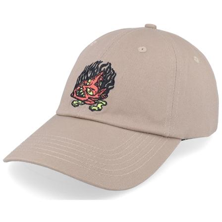 Santa Cruz - Delfino Devil Mask Taupe Dad Cap Unconstructed Beige Cap - @ Hatstore