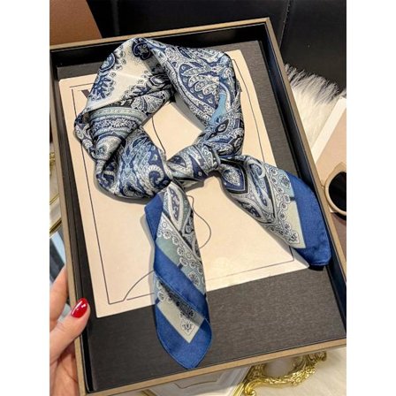 1kpl Naisten tekosilkki 70cm Paisley-kukkaprintti huivi Monipuolinen hiushuivi Kaulahuivi Vyö Muoti päähine mekkoon