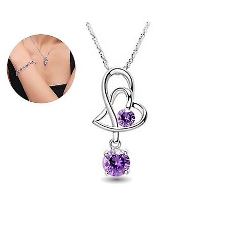 925 Sterling Sølv Kvinner Krystall Diamant Halskjede Og Anheng Hjerte Stil Bare Anheng