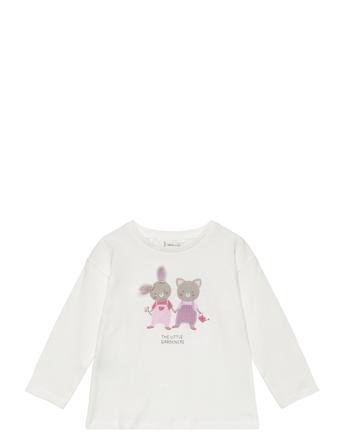 Printed Long Sleeve T-Shirt T-shirts Long-sleeved T-shirts Hvit Mango*Betinget Tilbud