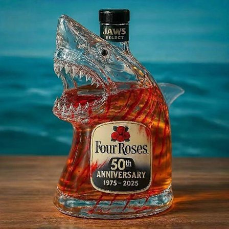Sherum Bruce Hajen, Jaws 50-årsjubileum Limited Edition Whiskeyflaska, Unik Transparent Graverad Djurform Glas, för Varje Fan (FMY)