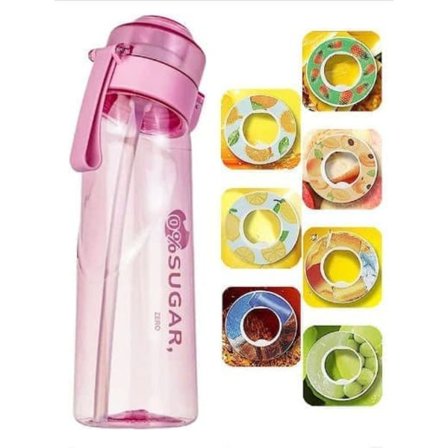 OBOSOE Air-Up Luftvandflaske 650ml – 7 Smagskapsler | Sukkerfri & Aromatisk med Sugerør, Transparent