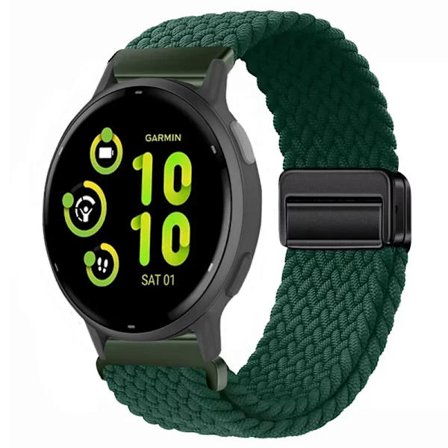 20/22 mm nylonarmband för Garmin Forerunner 55 165 265 965 255 magnetiskt flätat andningsbart band för Garmin Active 5/Venu 3 Correa