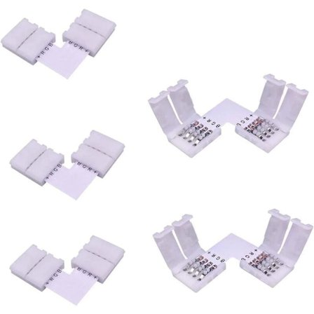 Pakke med 5 5050 RGB LED-stripe L Hurtigkobling/Kobling LED-stripe Hjørnekobling 4-pinners Høyre Vinkelkobling for SMD 5050 RGB LED-stripe 10mm Bred