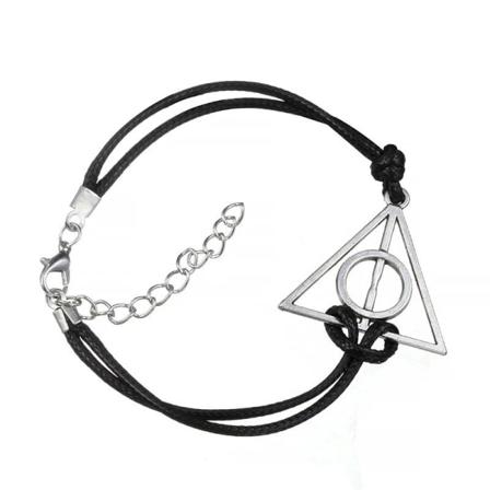 Harry Potter Svart Läderarmband - Deathly Hallows Dödsrelikerna Svart