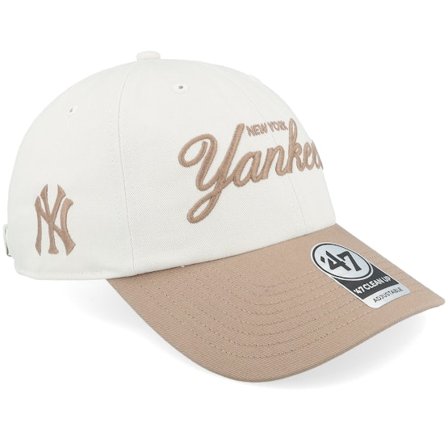 47 Brand - MLB Beige unconstructed Caps - New York Yankees MLB 47 Clean Up White/Sandstone Dad Cap @ Hatstore